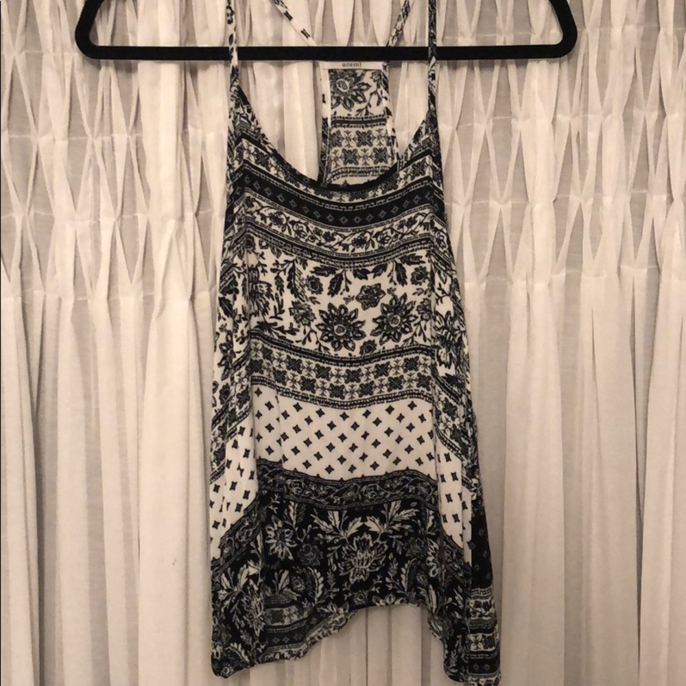 Black and white floral tank top